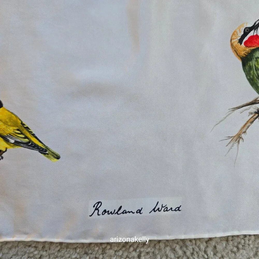 Vintage Silk Scarf Roland Ward Painted Birds Collectible